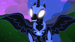 thumbnail of 645425__safe_nightmare+moon_princess+luna_alicorn_pony_armor_ethereal+mane_fangs_female_glowing+eyes_jewelry_luna+eclipsed_mare_nightmare+moon+glamour_regalia_.png