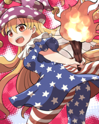 thumbnail of lolibooru 584186 blonde_hair blush clownpiece fairy_wings hair_between_eyes highres holding holding_torch long_hair open_mouth red_eyes rokugou_daisuke touhou_project.png