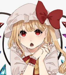 thumbnail of lolibooru 713239 eyebrows_hidden_by_hair flandre_scarlet hair_behind_ear looking_at_viewer own_hands_clasped own_hands_together puffy_short_sleeves touhou_project.jpg