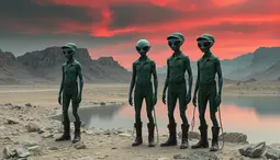 thumbnail of tall_grey_aliens_wearing_green_bdu_outfits_with_caps_and_leather_boots_in_a_rocky_desert_landscape_with_a_lake-9ac0ad49-93f5-4b33-a36e-dce5a3e43f6a.webp