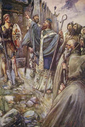 thumbnail of Saint Columba, Colum Cille,  banging on the gate of Bridei, son of Maelchon, King of Fortriu.jpg