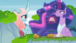 thumbnail of 2326851__safe_artist-colon-orin331_ocellus_twilight+sparkle_alicorn_changeling_changeling+queen_the+last+problem_alternate+design_changeling+food_ethereal+mane_.png