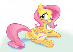 thumbnail of 790109__questionable_artist-colon-lamar_bone_derpibooru+exclusive_fluttershy_blushing_bridle_plot_simple+background_white+background.jpg