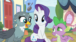 thumbnail of 2097156__safe_screencap_gabby_rarity_spike_dragon+dropped_spoiler-colon-s09e19_dragon_female_griffon_male_unicorn_winged+spike.png