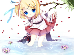 thumbnail of vocaloid_blonde_hair_blue_eyes_flowers_japanese_clothes_kagamine_rin_miko_nashi_rin_petals_ribbons_short_hair_skirt_vocaloid_water_1600x1200.jpg