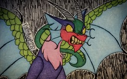 thumbnail of 2101945__safe_artist-colon-raritylover152_idw_cosmos+(character)_abstract+background_angry_draconequus_solo_traditional+art.jpeg