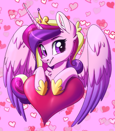 thumbnail of 2781217__safe_artist-colon-faline-dash-art_derpibooru+import_princess+cadance_alicorn_pony_featured+image_female_grin_heart_hearts+and+hooves+day_holiday_lookin.png