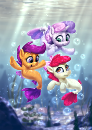 thumbnail of 2305300__safe_artist-colon-assasinmonkey_apple+bloom_scootaloo_sweetie+belle_pony_bow_bubble_cutie+mark+crusaders_female_hair+bow_sea-dash-mcs_seaponified_seapo.png