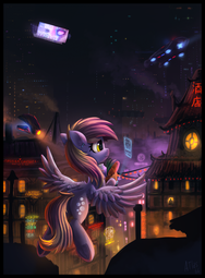 thumbnail of 2096828__safe_artist-colon-atlas-dash-66_derpy+hooves_city_cyberpunk_cyrillic_female_flying_food_groceries_japanese_mare_night_pegasus_pony_russian_sol.png