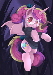 thumbnail of 535583__safe_artist-colon-ende26_princess+cadance_bat+ponified_bat+pony_clothes_fangs_glasses_looking+at+you_pony_race+swap_smiling_solo_spread+wings_s.png