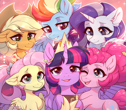 thumbnail of 2171878__safe_artist-colon-fensu-dash-san_applejack_fluttershy_pinkie+pie_rainbow+dash_rarity_twilight+sparkle_alicorn_earth+pony_pegasus_pony_unicorn_.png