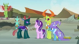 thumbnail of 1525919__safe_screencap_pharynx_starlight+glimmer_thorax_trixie_to+change+a+changeling_cape_changedling_changeling_clothes_discovery+family+logo_hat_ki.jpeg