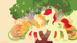 thumbnail of 1747090__safe_artist-colon-spacekitty_bright+mac_pear+butter_the+perfect+pear_apple_apple+tree_basket_brightbutter_colored+hooves_cowboy+hat_cutie+mark.png