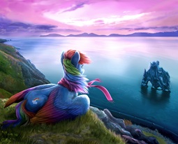 thumbnail of 1007042__safe_artist-colon-gaelledragons_rainbow+dash_pegasus_pony_beautiful_cliff_clothes_cloud_cloudy_coast_colored+wings_colored+wingtips_detailed_ear+fluff_.jpg
