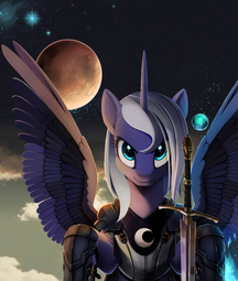 thumbnail of 1755385__safe_artist-colon-ponykillerx_princess+luna_alicorn_armor_female_looking+at+you_moon_planet_solo_spread+wings_sword_weapon_wings.png