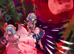 thumbnail of lolibooru 674758 black_footwear frilled_shirt_collar frilled_sleeves imperishable_night multiple_girls puffy_short_sleeves puffy_sleeves remilia_scarlet touhou_project.png
