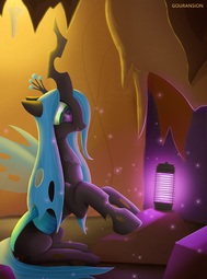 thumbnail of 2044378__safe_artist-colon-gouransion_queen+chrysalis_changeling_changeling+queen_eye+reflection_female_females+only_lamp_mare_reflection_solo.jpg