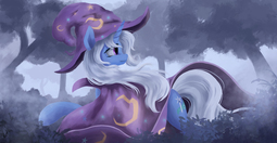 thumbnail of 1772785__safe_artist-colon-fluttersheeeee_trixie_cape_clothes_female_forest_hat_mare_mist_pony_solo_trixie's+cape_trixie's+hat_unicorn.jpeg