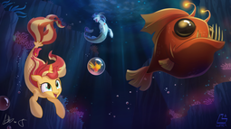 thumbnail of 93820__safe_artist-colon-light262_sunset+shimmer_phoenix_unicorn_angler+fish_eyes+closed_female_fish_irony_my+little+pony-colon-+the+movie_not+fiery+shimmer_o.png