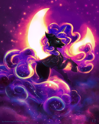 thumbnail of 19696__safe_artist-colon-kp-dash-shadowsquirrel_nightmare+moon_crescent+moon_looking+at+you_missing+accessory_moon_raised+hoof_smiling_solo_stars.jpg