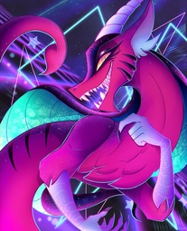 thumbnail of 2158417__safe_artist-colon-keanuvyfoxy09_idw_cosmos+(character)_abstract+background_draconequus_smiling.jpg