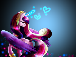 thumbnail of 2878726__safe_artist-colon-lada03_derpibooru+import_princess+cadance_alicorn_pony_eyes+closed_female_glowing+horn_heart_horn_magic_mare_simple+background_smilin.png