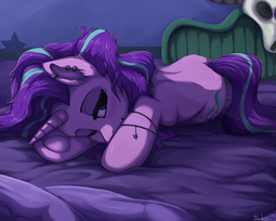 thumbnail of 1731679__safe_artist-colon-blackkaries_starlight+glimmer_the+parent+map_spoiler-colon-s08e08_accessories_bed_blushing_cute_ear+piercing_earring_emo_fro.png