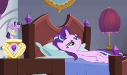 thumbnail of 1459151__safe_screencap_starlight+glimmer_twilight+sparkle_a+royal+problem_alicorn_animated_annoyed_ballerina_bed_clothes_double+facehoof_eyeroll_faceh.gif