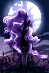 thumbnail of 1756661__safe_artist-colon-oberon826_nightmare+rarity_female_looking+at+you_mare_moon_pony_solo_unicorn.jpeg