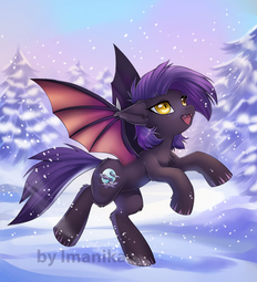 thumbnail of 1336515__safe_artist-colon-imanika_oc_oc-colon-dawn+sentry_oc+only_bat+pony_commission_cute_fangs_female_looking+up_mare_ocbetes_open+mouth_pine+tree_p.jpeg