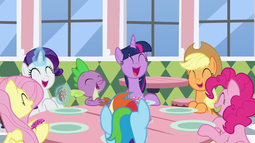 thumbnail of Mane_Six_and_Spike_sharing_a_laugh_S9E25.png