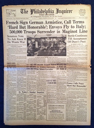 thumbnail of French-Sign-German-Armistice-front-page-Philadelphia-Inquirer-06-23-1940-n93.jpg