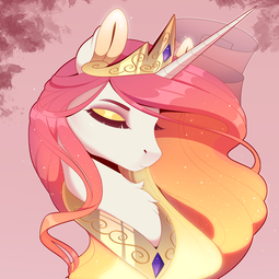 thumbnail of 2186526__safe_artist-colon-evehly_edit_princess+celestia_alicorn_pony_bust_chest+fluff_collar_cropped_crown_eyes+closed_female_jewelry_mare_necklace_po.png