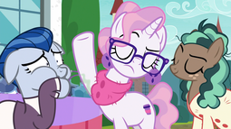 thumbnail of 2315841__safe_earth+pony_pony_unicorn_armpits_body+odor_disgusted_ever+essence_female_glasses_hipster_mare_minty+mocha_raspberry+latte_screencap_sire27s+hollow_.png