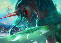 thumbnail of 1936860__safe_artist-colon-catofrage_rain+shine_sounds+of+silence_changeling_changelingified_cloud_female_forest+background_glowing+horn_hybrid_kirin_p.jpeg