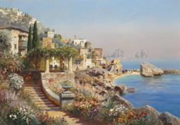 thumbnail of Alois Arnegger (1879-1967) A villa on the coast, Capri - Oil on Canvas.png