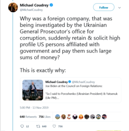thumbnail of Screenshot_2019-11-13 Michael Coudrey on Twitter Why was a foreign company, that was being investigated by the Ukrainian Ge[...].png