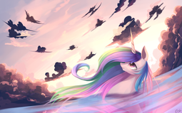 thumbnail of 1324707__safe_artist-colon-gianghanz_princess+celestia_cloud_looking+up_ocean_sky_solo.png