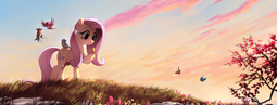 thumbnail of 43975__safe_artist-colon-ruhje_fluttershy_bird_butterfly_pegasus_pony_beautiful_female_flower_folded+wings_grass_hoof+hold_looking+at+something_mare_raised+ho.jpg