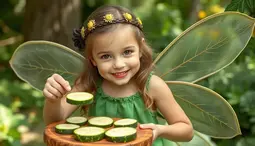 thumbnail of a_girl_who_is_the_zucchini_fairy_offering_zucchini_slices-f2645cd4-a428-484a-8cbc-3f5b326e231b.webp