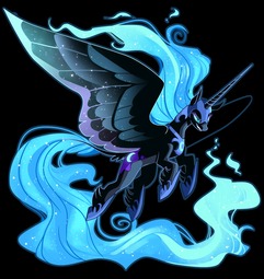 thumbnail of 372463__safe_artist-colon-frogbians_nightmare+moon_princess+luna_alicorn_black+background_female_leonine+tail_long+tail_mare_pony_simple+background_sol.jpeg