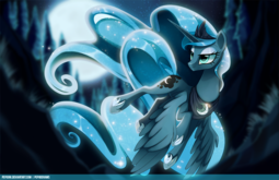 thumbnail of 1178819__safe_artist-colon-pepooni_princess+luna_blurry_flying_forest_lidded+eyes_night_solo.png